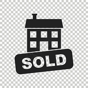 卖房子图标 孤立背景下平面样式的矢量图解建筑绘画代理人木板金融插图公寓广告商业城市设计图片