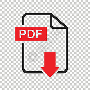 红色网页PDF 下载矢量图标 商业营销互联网概念的简单平面象形图 孤立背景上的矢量图解指针按钮床单标签白色电脑导航插图格式网络插画