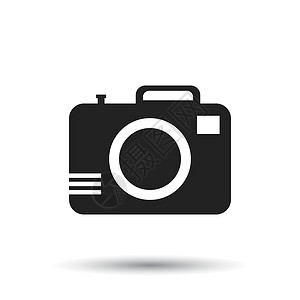 孤立背景上的相机图标 平面矢量图摄影师摄影电影凸轮拍照框架电子产品摄像机镜片插图背景图片