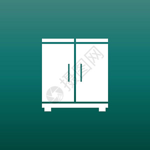 象形设计绿色背景上的橱柜图标 用于商业营销互联网的现代平面象形图 用于网站设计的简单平面矢量符号衣服抽屉风格地面架子衣柜数据令牌内阁插图插画