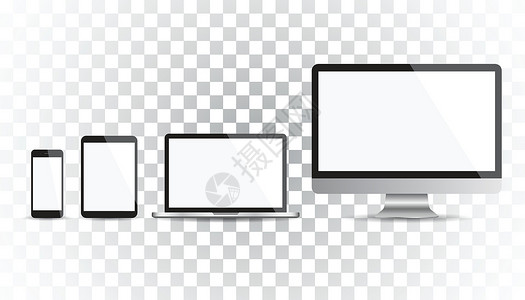 白色销售小吊牌现实设备平面图标和台式计算机 孤立背景上的矢量图解桌面反应监视器手机电脑空气网络空白软垫笔记本设计图片