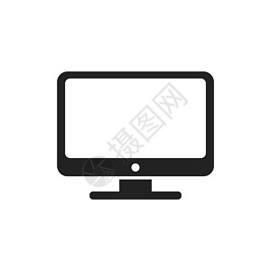 黑色的计算机计算机矢量图 监视器平面图标 电视符号小样框架办公室商业电子展示插图黑色液体笔记本插画