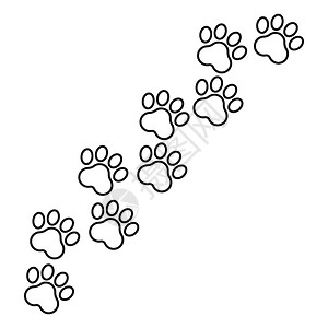 狗喝奶爪子以线条样式打印矢量图标 狗或猫爪印插图 动物剪影脚印医疗兽医宠物记录印象邮票控制脚趾烙印设计图片