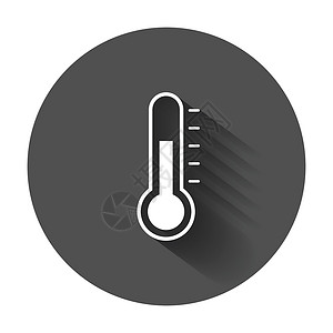 科学长高温度计图标 带有长阴影的目标平面矢量图指标技术气象控制绘画温度季节测量科学诊断插画