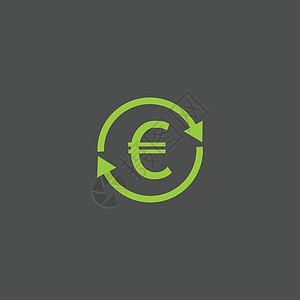 象限交换欧元图标 石灰 绿色 灰色背景 矢量 签名设计图片