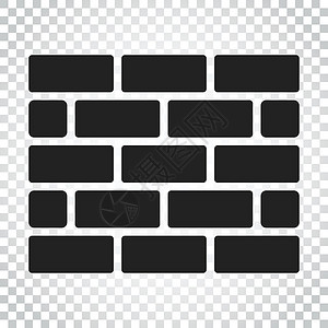 在孤立的背景上以平面样式的墙砖图标 墙上的符号图 简单的商业概念象形图工具长方形瓦工建筑学正方形材料创造力黑色绘画水泥背景图片
