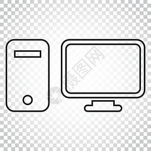 线条样式的计算机矢量插图 监视器平面图标 孤立背景下的简单商业概念象形文字按钮网络互联网软件办公室笔记屏幕技术展示键盘背景图片