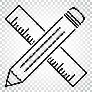 带标尺图标的铅笔 标尺米矢量图 孤立背景下的简单商业概念象形文字磁带厘米教育办公室学校尺寸橡皮仪表测量绘画插画