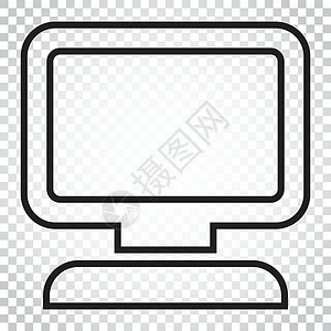 线条样式的计算机矢量插图 监视器平面图标 孤立背景下的简单商业概念象形文字技术按钮网络桌面灰色展示办公室软件键盘笔记背景图片