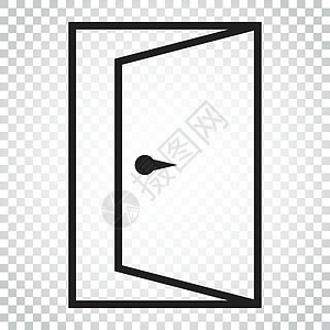 线条样式的门矢量图标 退出图标 打开门插图 孤立背景下的简单商业概念象形文字建筑学黑色办公室入口出口房间方法建筑框架插画