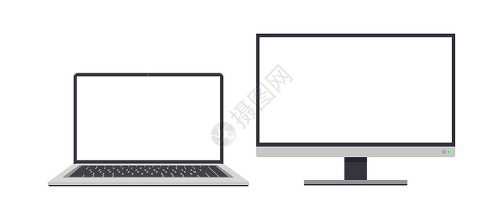 液晶拼接屏电脑和白屏监视器 广告设计 孤立的 矢量的设计图片