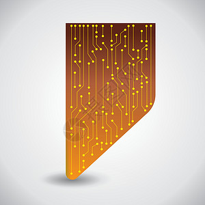 铜芯金属软管微芯片背景 芯片中的矢量微处理器可视化 铜板上的黄色焊料方案 计算机电子电路板设备 集成计算插画设计图片