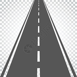 道路矢量图带有白色标记矢量图的直路 公路道路图标 孤立背景下的商业概念简单平面象形文字设计图片