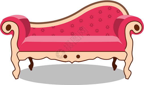 专属于您的vip矢量逼真的豪华粉色沙发 背景上有雕花腿 维多利亚风格的镀金古董皇家沙发  vip 个人的室内昂贵和专属家具的对象插画