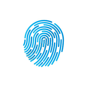 识别符号 指纹图标 矢量插图 平面设计手指螺旋商业解决方案拇指标识钥匙蓝色黑色驱虫剂背景图片