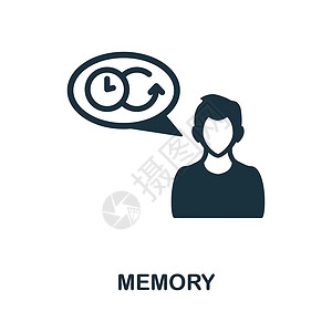 内存图标 来自认知技能集合的单色符号 网页设计信息图表和 mor 的创意记忆图标插图设计图片