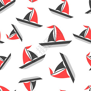 帆船无缝图案背景图标 商业平面矢量图 帆船标志符号模式背景图片