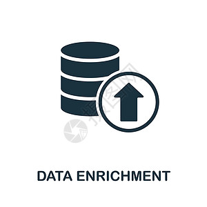 数据存储库数据丰富图标 来自客户关系集合的单色标志 网页设计信息图表和 mor 的创意数据丰富图标说明插画
