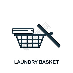 洗衣图标洗衣篮图标 浴室系列中的单色标志 用于网页设计信息图表和 mor 的创意洗衣篮图标插图插画