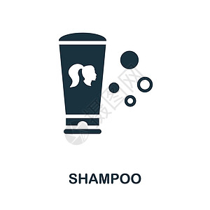 洗发水创意洗发水图标 浴室系列中的单色标志 用于网页设计信息图表和 mor 的创意洗发水图标插图插画