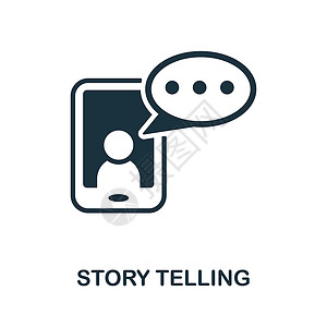 讲故事图标 来自内容营销系列的单色标志 网页设计信息图表和 mor 的创意故事讲述图标插图背景图片