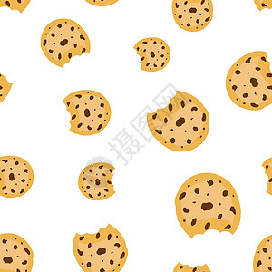 白色恋人饼干Cookie 无缝图案背景 业务概念矢量图 芯片饼干甜点食品符号模式面包蛋糕早餐小吃食物烘烤巧克力糕点奶油网络插画