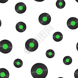 绿色圆圈图案乙烯基磁盘无缝图案背景 业务概念矢量图 音乐磁盘声音记录符号模式插画