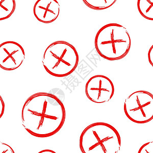 红色十字架检查标记无缝图案背景 业务概念矢量图 没有复选标记符号模式插画