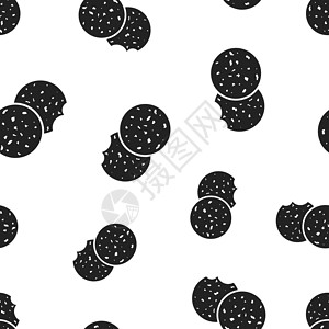 Cookie 无缝图案背景 业务概念矢量图 芯片饼干甜点食品符号模式面包网络蛋糕烘烤小吃插图奶油早餐食物白色背景图片
