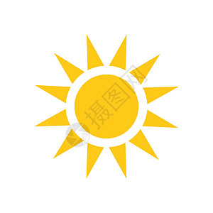 夏日冰品图标设计太阳矢量图标 白色孤立背景上的夏日阳光插图 太阳阳光概念网络网站辉光圆形黄色气候橙子空白强光天气设计图片