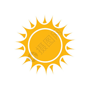 夏日冰品图标设计太阳矢量图标 白色孤立背景上的夏日阳光插图 太阳阳光概念气候橙子空白网络圆形网站季节射线黄色日落设计图片