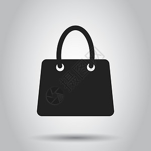 购物袋矢量图标 商店销售袋平面矢量图 礼品业务概念象形图背景图片