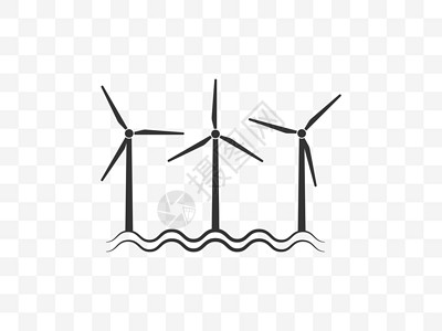 风能设计素材风能 风力涡轮机图标 矢量说明 平面设计技术燃料生态环境阴影曲线正方形风车螺旋桨旋转插画