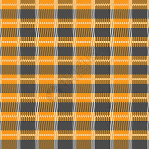 布料质地橙色和灰色苏格兰纺织无缝图案 织物质地检查格子呢格子 布料的抽象几何背景 单色图形重复设计 现代方形饰品插画