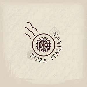 Pizzzeria 病媒标识模板厨房海豹丝带烹饪美食贴纸盘子标签午餐送货背景图片