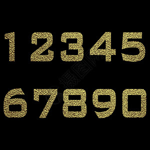 一组手绘数字和符号 带有金色闪光效果图 隔离在黑色背景上 矢量图挫败字体字母书法婚礼刻字星星火花脚本刷子背景图片