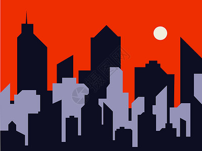 城市的剪影摩天大楼橙子横幅天空景观艺术插图天际房子公寓背景图片