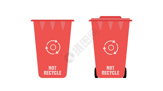 红色垃圾桶是平式的 经合组织的概念 矢量插画