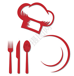 厨师利器刀具红厨房厨师设计 Logo 模板 主餐厅Logo 库存说明插画