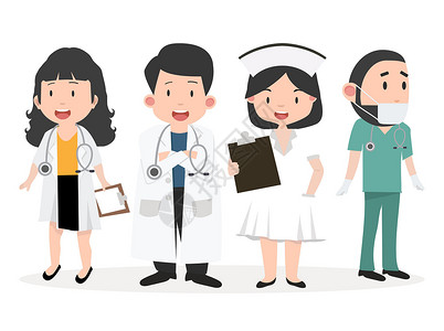 医生插图各种医生漫画片集职员团体女士诊所药品情况专家病人医院事故设计图片