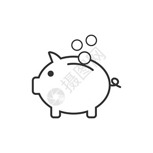 玩平板的猪银行 金融 钱 猪 储蓄图标 矢量说明 平板设计现金经济商业绘画财富插图银行业预算利润盒子设计图片