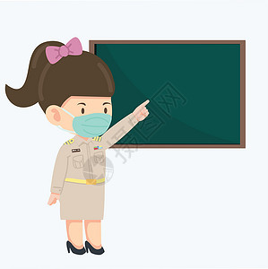 动漫口罩女泰国教师新的正常新概念设计图片