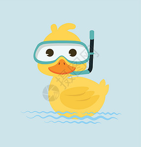 淋浴管鸭子在水中俯冲插画