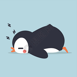 企鹅小睡眠涂鸦漫画高清图片