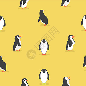 皇帝企鹅具有不同姿势型态的可爱企鹅字符设计图片
