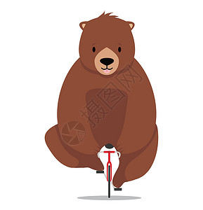 骑着自行车矢量的可爱熊高清图片