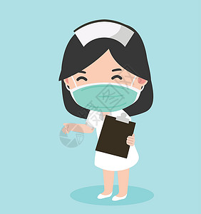 戴防流感面具的可爱护士背景图片