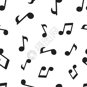 音乐模式音乐笔记无缝图案背景 业务概念矢量图 音符符号模式钥匙签名按钮创造力夹子作品插图白色旋律低音插画