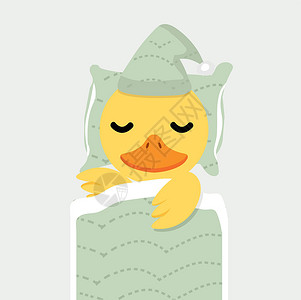 倍感鸭力表情可爱的黄鸭小鸡睡卡通插画