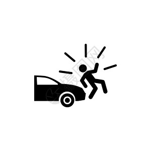 事故车汽车撞倒行人平面矢量 Ico设计图片